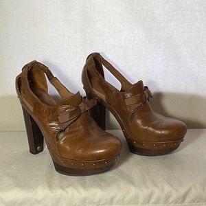 Ugg Celestina brown studded platform booties, size 6.5